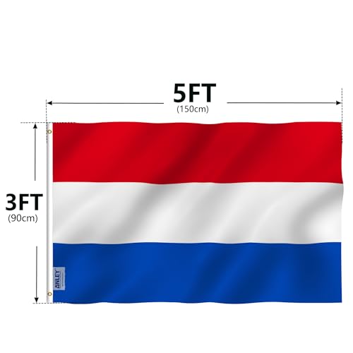 ANLEY Fly Breeze 3x5 Foot Netherlands Flag - Vivid Color and UV Fade Resistant - Canvas Header and Double Stitched - Holland National Flags Polyester with Brass Grommets 3 X 5 Ft