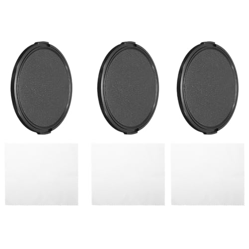 PATIKIL 86mm Lens Cap, 3 Pack Sides Pinch Snap Camera Lens Cover for Front Lens with Cleaning Cloth, Suitable for 86mm Thread Universal DSLR Lenses, Black