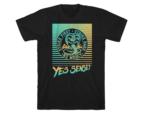 Cobra Kai Boys' Yes Sensei Strike First Strike Hard No Mercy Karate Kid Graphic T-Shirt3
