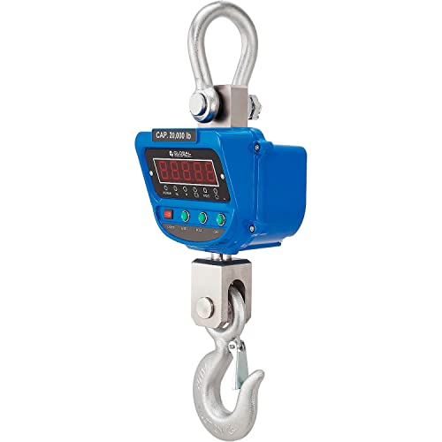 Close-up of the LED display and control buttons on the crane scale