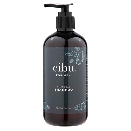 Cibu for Men Charcoal Shampoo - 12oz Deep Clean Shampoo for Healthier Hair & Scalp - Removes Dirt and Oil Boosts Volume Enhances Thickness and Revitalizes Scalp