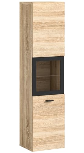 xonox.home Badezimmer Boston Badezimmerschrank Badschrank stehend Wandschrank hängend Standschrank Hängeschrank in Eiche Sonoma Nb.,ca.30x125x29cm Glas mit schwarzem Rahmen stehend/hängend montierbar xonox.home Badezimmer Boston Badezimmerschrank Badschrank stehend Wandschrank hängend Standschrank Hängeschrank in Eiche Sonoma Nb.,ca.30x125x29cm Glas mit schwarzem Rahmen stehend/hängend montierbar