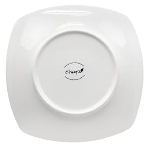 Elama professional kitchen 12 piece porcelain dinnerwaretableware set square dinner plate white  urban country home decor