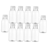 MOKKHNB 10個透明飲料ボトル 再利用可能なプラスチック製ジュース容器 朝食専用牛乳配ボトル 密閉キャップ付き さまざまな飲み物に