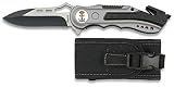 Navaja con insignia INFANTERIA MARINA Seguridad Funda Hoja 8,1 cm para Caza, Pesca, Camping, Outdoor, Supervivencia y Bushcraft Albainox 19461GR1038 + Portabotellas de regalo