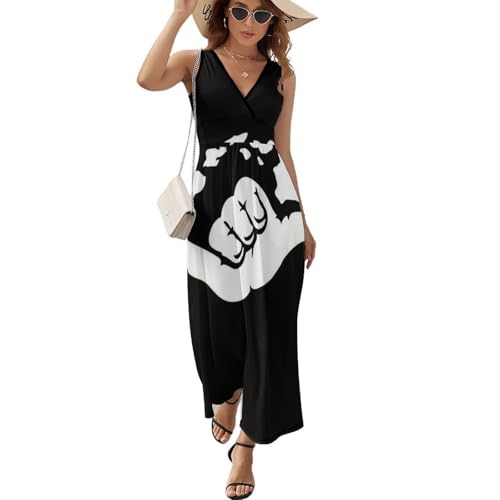 Robe d'été col en V sans manches vêtement ample femme