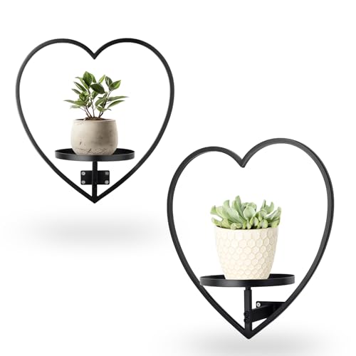 XOCUWU Wall Plant Holder Heart Shape Metal Hanging Planters Framed