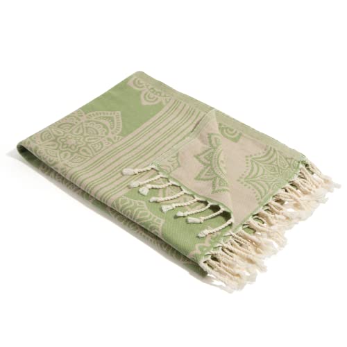 Infusezen 100% Cotton Peshtemal, Reversible - Tie Dye Beach Towel, Luxury Bath Sheet, Yoga Blanket, 100% Cotton Made In Turkey, Authentic Peshtemal Towels, Luxury Bath Sheet (Olive) #TOP7