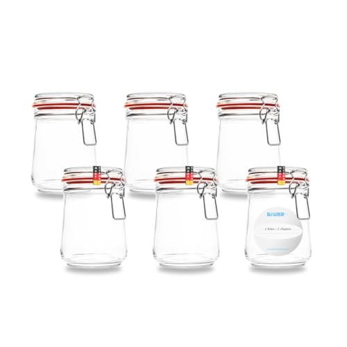 Lot de 6 pots à étrier métalliques de 800 ml Utilisable comme bocal Mason et verre de fermentation Pour le rangement et les bocaux vides avec étrier métallique et anneaux