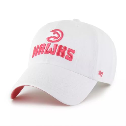 47 Atlanta Hawks Women's Luminence Cheer White Clean Up Cap - NBA Adjustable Relaxed Fit Ladies Baseball Dad Hat