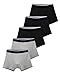 TIICHOO Inkontinenz Boxershorts für Kinder Baumwoll Unterhosen für Jungen Waschbare Unterwäsche 5er Pack (8-10 Jahre, 3 Schwarz/2 Grau)