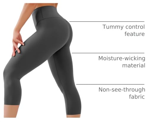 Image of High Waisted Leggings with Pockets for Women Buttery Soft Full Length Capri Workout Yoga Pants Compression Pants