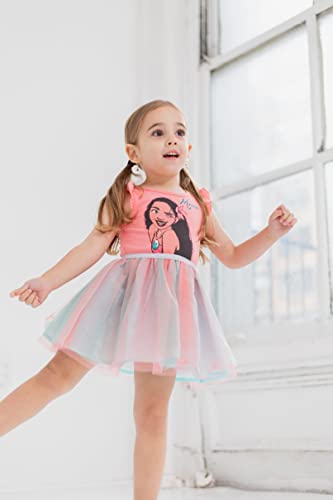 Disney Moana Little Girls Tulle Short Sleeve Dress Pink 6-6X #TOP2