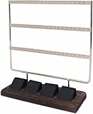 Soporte de Torre para Pendientes, Collares, Pulseras, Expositor de Madera de 3 Niveles para organizar Joyas (Negro)