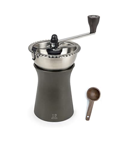 Peugeot KRONOS Coffee Grinder, 19 cm/ 7.5 in, Chocolate - With Wooden Spice Scoop