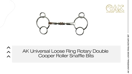 AK Universal Loose Ring Rotary Double Copper Roller Snaffle Horsebit Riding Bit AKRS-2617 (Silber, 5.75'')