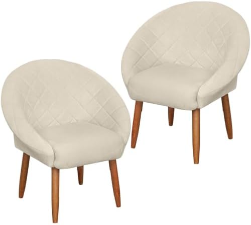 2 Cadeira Poltronas Resistente para Sala de Espera Decorativa Recepção MOBLAN decor (BEGE)