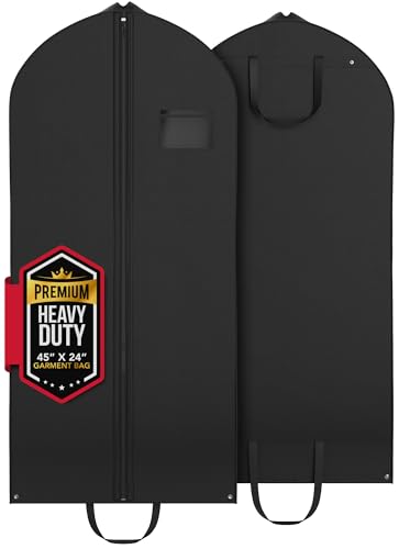 Heavy Duty Travel Garment Bag for Hanging Clothes, Suits, Dresses, Fur Coats & Dress Shirts - Suit Bag for Men - Storage Dress Bags for Women - Carry Handle Garment Bags for Travel 24