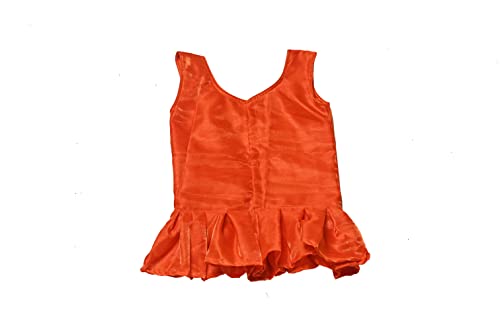 Chanderi & Dupion Fabric Sleeveless Wedding Wear Readymade Lehenga Choli for Kids (Color- Orange & Yellow)4