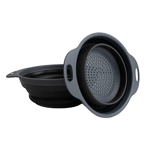 Collapsible Colander | 2-Pack Black Collapsible Strainer For Pasta, Fruits, & Vegetables | Compact Silicone Strainer Ideal For Straining All Sorts Of Foods | Strainer For Everyday Use #TOP7