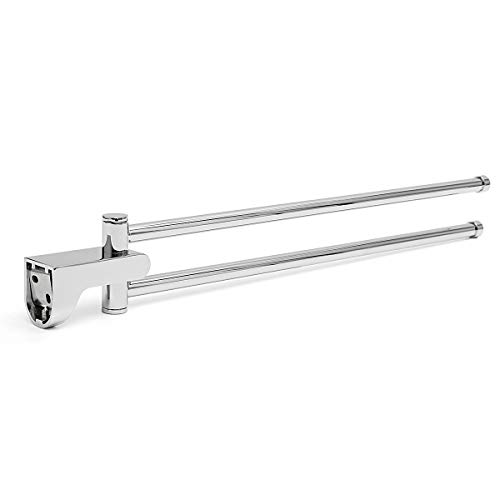 BASDW Soporte de Barra de Toalla Doble de latón con suspensión giratoria de 18 Pulgadas Acabado en Cromo Montado en la Pared