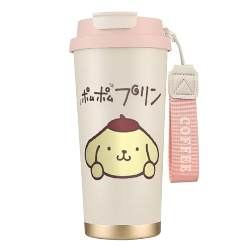 タンブラー コーヒー ポムポムプリン 水筒 ステンレス ボトル 魔法瓶 オフィス マグカップ カフェマグ 車用 マグボトル 真空断熱 保温 保冷 ふた付き 直飲み 広口 漏れない 二重構造 持ち運び 500ml