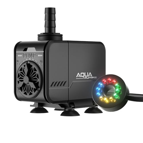 Forever Speed Aquarium Bomba de agua Bomba de estanque ajustable Bombas de buceo 1500L/H para acuario Teich Brunnen Jardín Acuario con 12 luces LED coloridas, Max Förderhöhe 1.5M