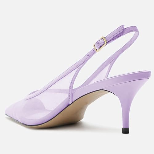 Image of Mesh Kitten Heels for Women Slingback Design with Pointed Toe Breathable and Stylish Elegant Low Heel for Comfort