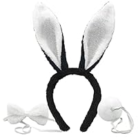 Hasenohren-Harreif Mit Schwanz – Plüsch-Kostüm Für Ostern, Halloween & Cosplay – Für Kinder & Erwachsene In Rosa/Weiß