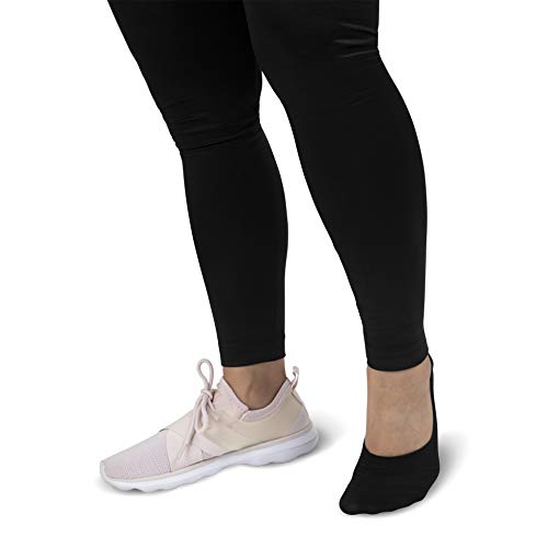 Peds Women's Cushioned Sole Mid Cut No Show Socks, 6 Pairs, Black, Shoe Size: 5-10 #TOP5
