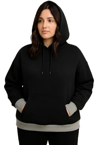 Image of RodZen Cotton Fleece Oversized /Loose Fit Hooded Sweatshirt Full Sleeves Solid Jumper Hoodie for Women /Girls
