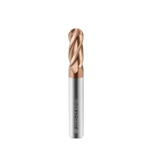 Image of Carbide Ball Nose End Mills-4 Flute TISIN Coated,for Milling Alloy Steels, Hardened Steel, Metal etc.1 Pcs R3x50mm