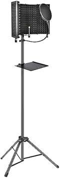 CODN Studio Recording Microphone Isolation Shield with Pop Filter & Tripod Stand, High Density Absorbent Foam to Filter Vocal, Foldable Sound Shield for Blue Yeti and Condenser Microphones…