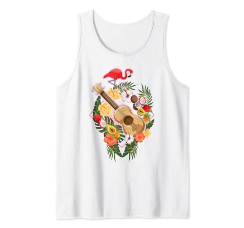 Ukulele Flamingo Guitar Hawaii Camiseta sin Mangas