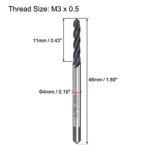 Uxcell A20010400UX0067 M3 X 0.5 Spiral Flute Thread Tap thumb #1