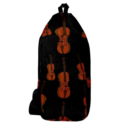 Sac à dos à bandoulière motif violon homme femme petit sac poitrine imprimé