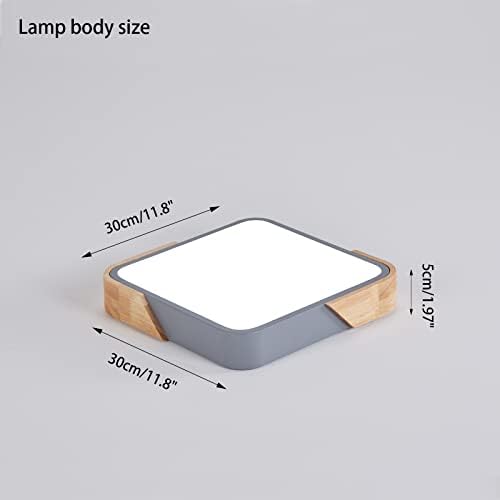 LuFun LED Ceiling Lights, Grey Modern Wood Flush Mount Lighting Fixture,Square Shaped Wood Ceiling Lighting,24W,30cm*30cm ,6500K Cool White