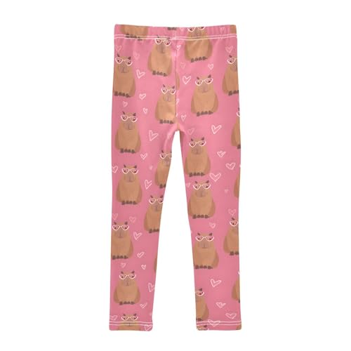 Pink Love Capybara Cute Girls Leggings Soft Stretch Workout Yoga Dance Pants for Kids Casual Tights2