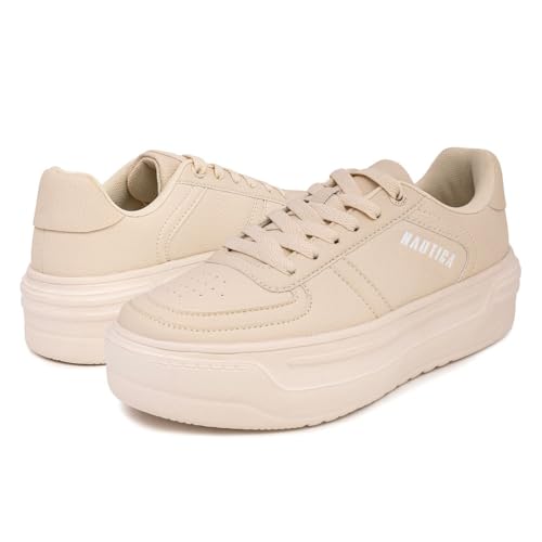 Image of Nautica Platform Sneakers for Womens Fashion Trendy Shoes White Casual Sneaker Thick Sole Everyday Walking Shoes