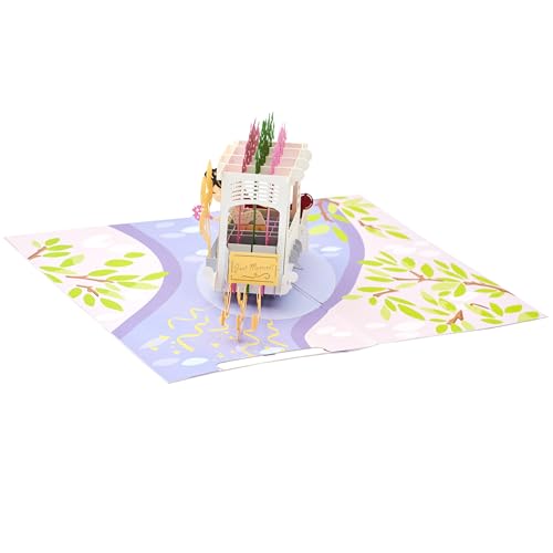 Magic Moments® Just Married Pop Up Card, Wedding Celebration 3D Cards with Bride & Groom, Beautiful Anniversary Card - Image 2