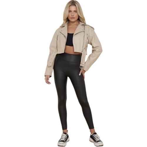 Veste de motard courte similicuir femme coupe cintrée parfaite