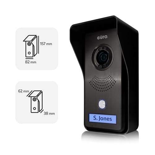 EURA VDP-76A3 Alpha Video-Türsprechanlage Gegensprechanlage 4 Draht, 7-Zoll-Farbmonitor, RFID, 2 Eingänge, Schwarz