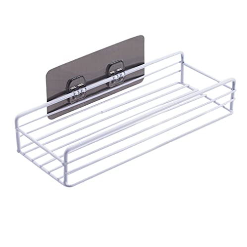 Feizikaw Cajas de almacenamiento apilables, estantes flotantes con ganchos, estantes de pared de metal forjado para entrada, dormitorio, sala de estar, llaves (blanco, tamaño único)