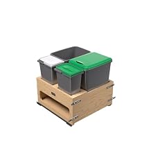 Rev-A-Shelf Wood Bottom Mount Pullout Waste Container with Storage w/Soft-Close