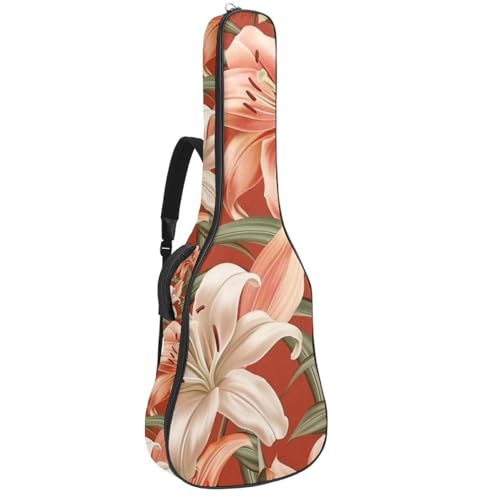 Housse guitare acoustique fleurie 42.9 pouces imperméable avec deux poches