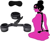 dcjabn Adult Sex Toys Plush Leather Handcuffs Collars,Bed Ties Restraints Neck to Wrist Restraints Rope kit,Adjustable Bondage Gear & Accessories,Couple SM Sex Game Tool Yoga Sweater t3, Black