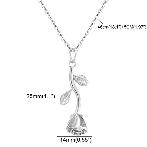 Jude Jewelers Stainless Steel Rose Flower Style Statement Pendant Party Necklace2