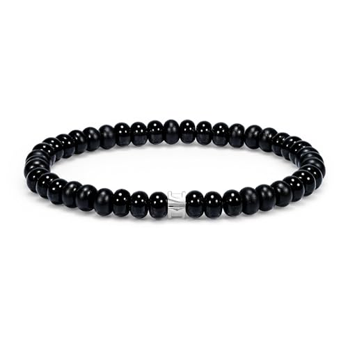 Pulsera masculina de piedras naturales con amuleto de plata miniatura 1