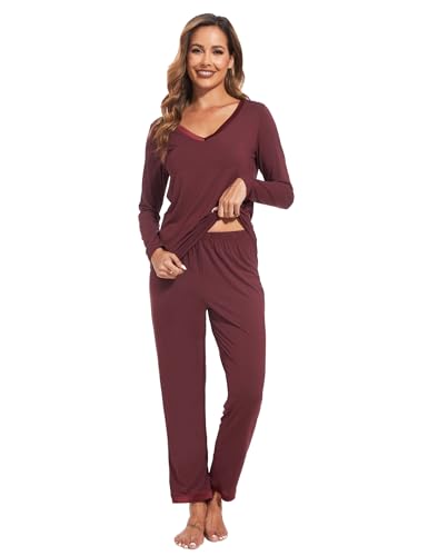 Image of GYS Women's Bamboo Viscose Long Sleeve Pajamas Set
