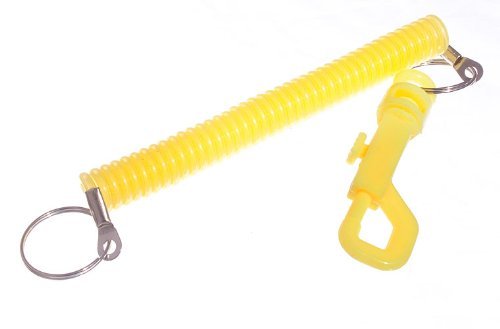 Clip ceinture jaune pour clés et badge lot de 20 avec spirale extensible rétractable